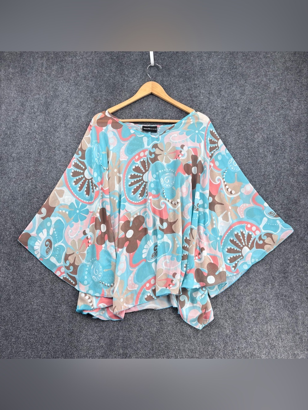 Marianne Sheer Flowy 70’s Artsy Floral Fairycore Women’s Poncho Women’s One Size